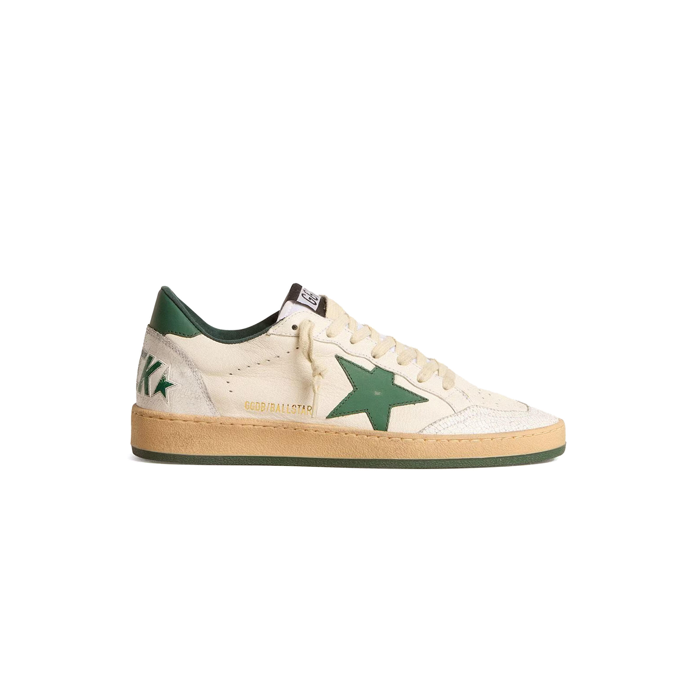 g01den G003e women''s ball star wishes in white nappa leather with green leather star and heel tab gwf00117